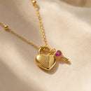 Colar Love Lock com Zircônia Rosa - Prata 925 Banhada a Ouro 18K