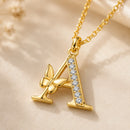 Colar Butterfly com Inicial e Zircônia | Prata 925 Banhada a Ouro 18K