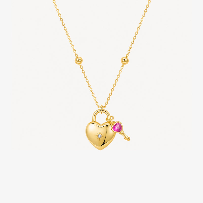 Colar Amour com Chave | Prata 925 Banhada a Ouro 18K
