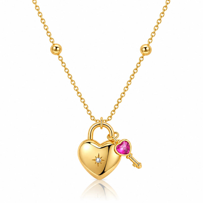 Colar Amour com Chave | Prata 925 Banhada a Ouro 18K