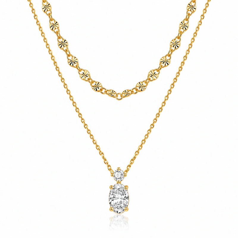 Colar Aurora Duplo | Prata 925 Banhada a Ouro 18K