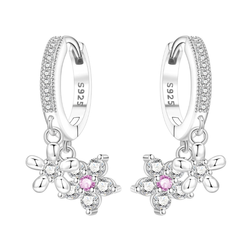 Brinco Bloom Crystal - Prata 925
