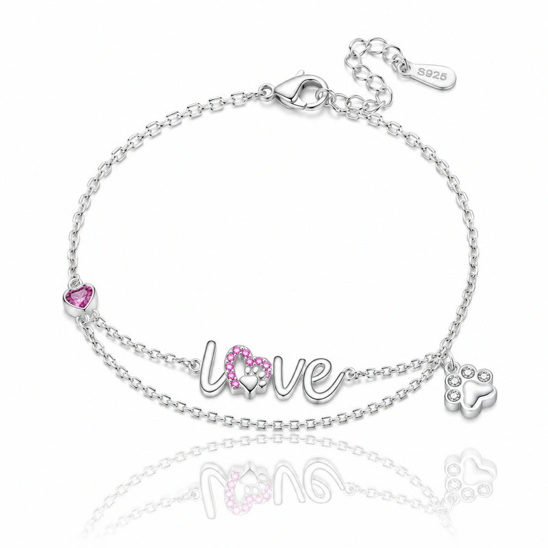 Pulseira Love Pet com Zircônias | Prata 925