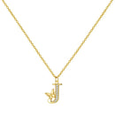 Colar Inicial com Borboleta – Prata 925 Banhada a Ouro 18k