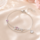 Pulseira Love Pet com Zircônia Rosa - Prata 925