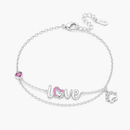 Pulseira Love Pet com Zircônia Rosa - Prata 925
