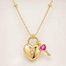 Colar Amour com Chave | Prata 925 Banhada a Ouro 18K