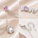Pulseira Love Pet com Zircônia Rosa - Prata 925